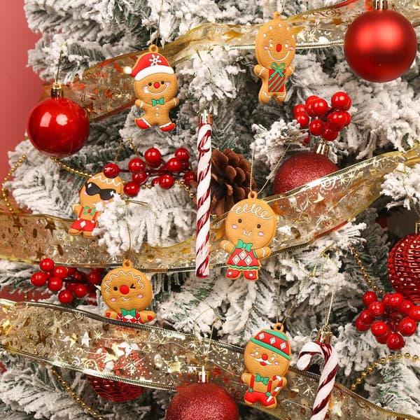 12 stk Julepepperkake-pynt til juletreet, festivalfestpynt, DIY-håndverk