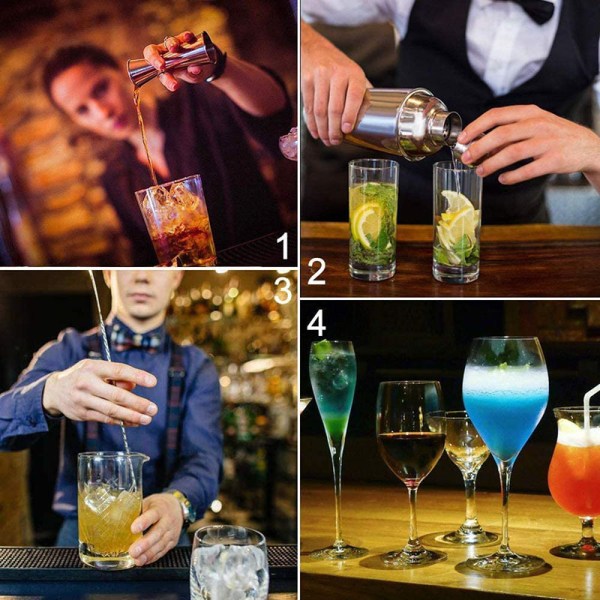 Cocktail shaker -setti - Ruostumaton teräs hopea 7 osaa