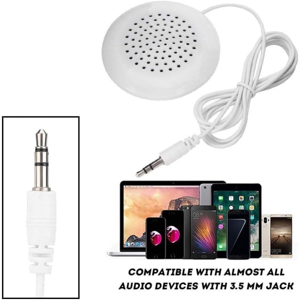 Mini-puhelinkaiutin, 3,5 mm:n stereokaiutin ulkokäyttöön MP3-, MP4-, iOS- ja CD-soittimelle - valkoinen