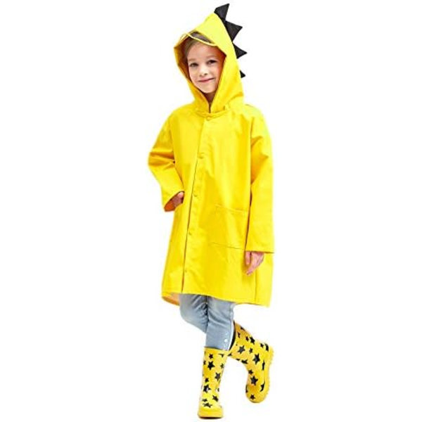 Børns Regnfrakke Unisex Regn Kappe Haj Mønster Ponchoer, Regnjakke Vandtæt Regn Poncho Regn Kappe Regnbeklædning, Farve: GUL
