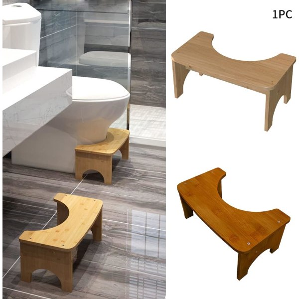 Toalettpall, Bambu Toalettpall, Robust C-formad Toalettpall, halkfri toalettstol, fotpall för hem och badrum