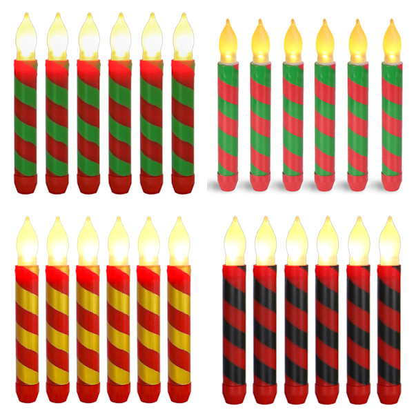 12-pakke julelys uten flamme, flimrende batteridrevne julelys med stativ, LED-lysholdere