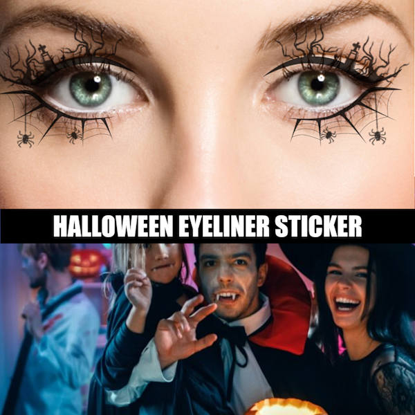 8 kpl Halloween Eyeliner -tarra silmätilapäivätarrat Lepakko Hämähäkkiverkko Kuvio