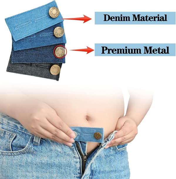 4PC Unisex Jeans Bukser Livvidde Ekspander Livvidde Extender Knapp Elastisk