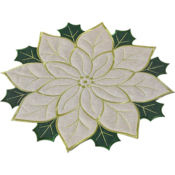 15,7 tum Runda Juldukar, Röd Grön Julstjärna Duk, Juldukar, Julstjärna Duk, Röda Juldukar, Applique Tabl