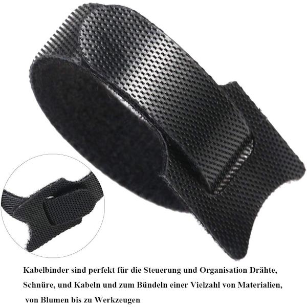 Kabelbindare, Svart Justerbar Återanvändbar Självhäftande Kabelbindare (100 Stycken 150 x 12 mm)