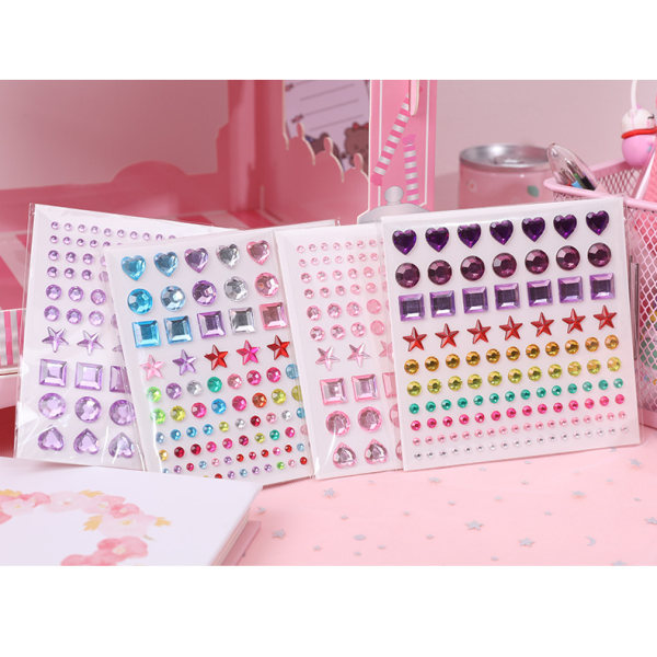 8 st Gem Stickers Juveler Stickers Rhinestones Kristall för Hall