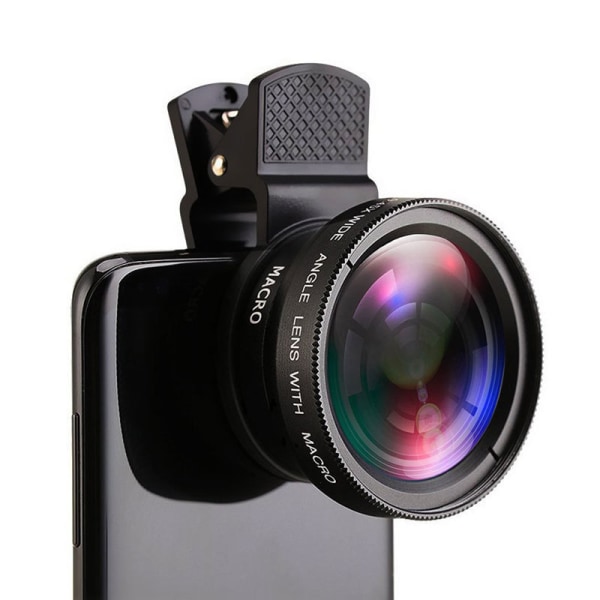 2 funktioner Mobiltelefonobjektiv 0,45X vidvinkelobjektiv & 12,5X Macro HD-kamera