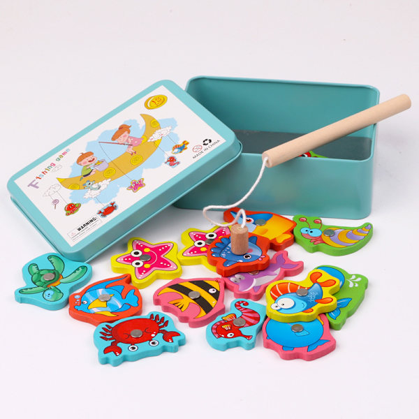 Puinen lelukalastuspeli, Montessori-peli 2-vuotiaille