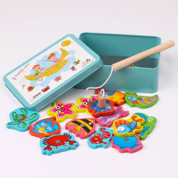 Träfiskleksak, Montessori-spel för 2 år gamla
