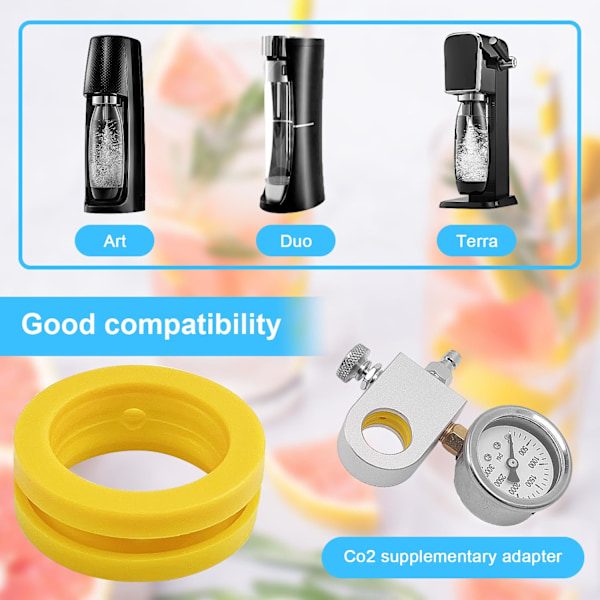 3 stk. Pakninger for Duo, Art Sparkling Water Machine, Erstatningspackning for Fyllingsadapter, Tetnings-O-ringer (3 stk.)