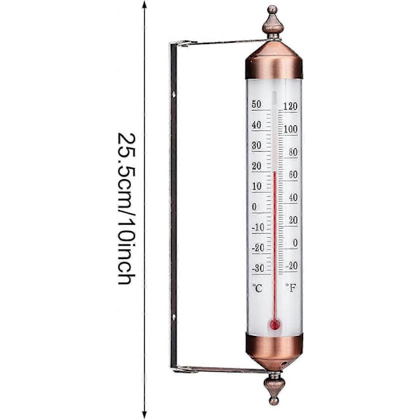 Väggmonterad Termometer, 25 cm Dekorativ Inomhus Utomhus Termometer - Stora Utomhustermometrar För Uteplats Trädgård Växthus, Inga Batterier Behövs