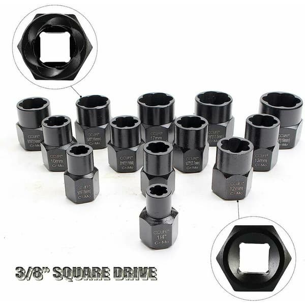 13PCS Socket Nut Extractor Set∣Socket Set Rundet Bolt Extractor∣Hex Skrue