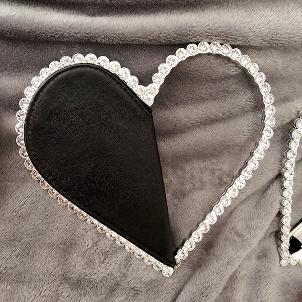 Sød Mini Heart Shape Aften Clutch Taske, Rhinestone Diamond Frame Bryllup