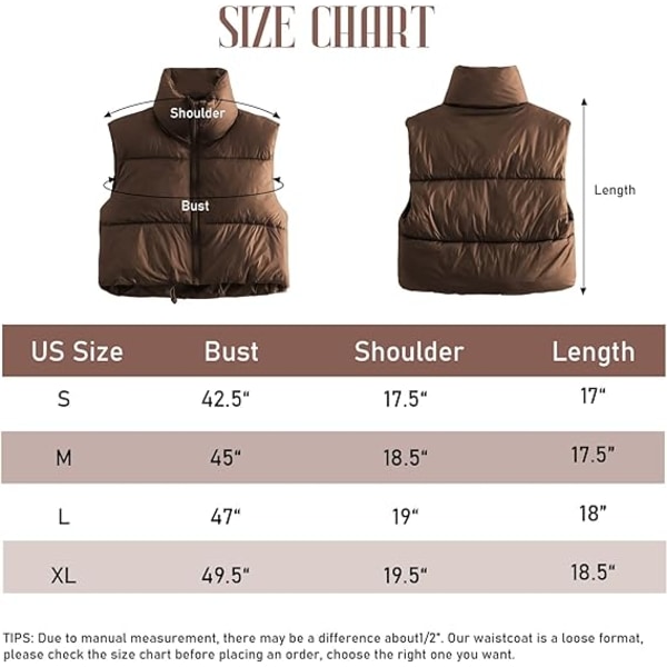 American Trends Korte Puffer Vest Dame Vinter Vesten Uten Ermer Puffer