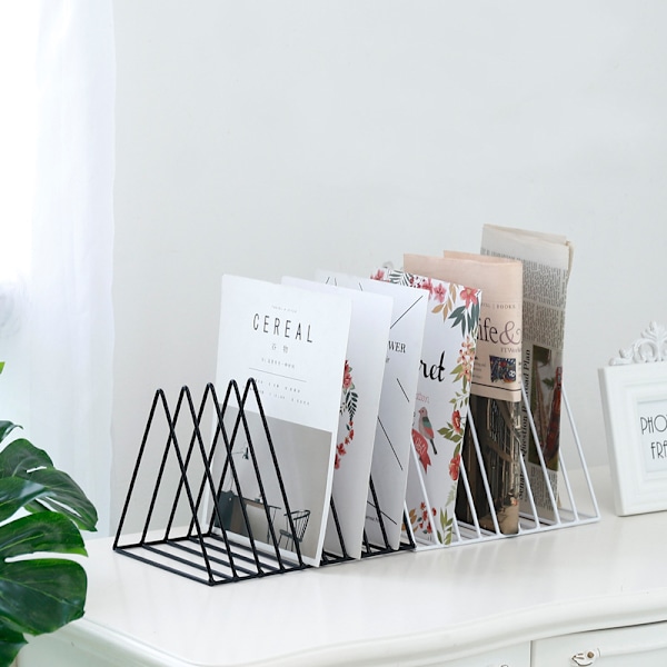 Bokstöd, Metalltidningsställ, Triangulärt Skrivbordstidningsställ 9 Fack Bokstöd Tidningsställ Organisation Hållare för Skrivbord, Dokument, CD-skivor, Tidskrifter