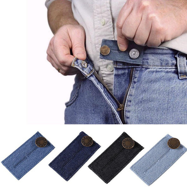 4PC Unisex Jeans Byxor Midje Expander Midjebandsförlängare Knapp Elastisk