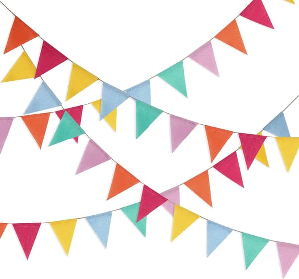 5 stk. Multicolor Vimpel Banner 60 stk. Trekant Flag Vimpel til Fest H