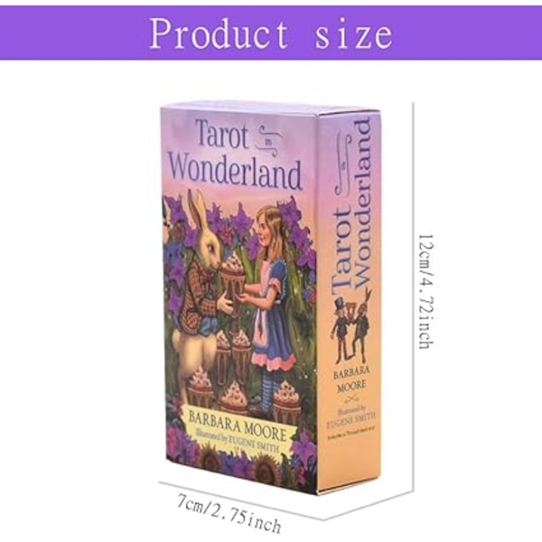 78 Tarot-kort med guidebok, Tarot in Wonderland Tarot-lek, Tarot in Wonderland Holographic Tarot-kortlek med färgglad låda för nybörjare och proffs
