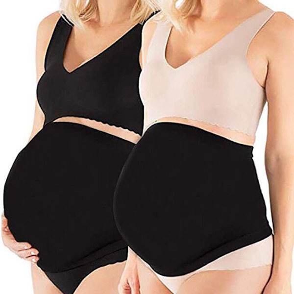 2 stk. Gravidbelte for gravide kvinner, sklisikker, elastisk støttebelte for gravide (svart) XL