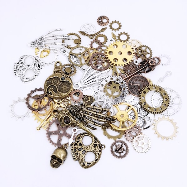 76 Stykker Steampunk Dekorative Tilbehør Steampunk Gear Vedhæng til Smykkefremstilling Håndværk Tilbehør
