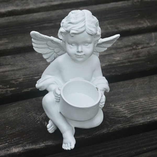 Angels Resin Garden Statue Figurine , Adorable Angel Sculpture Memorial Sta