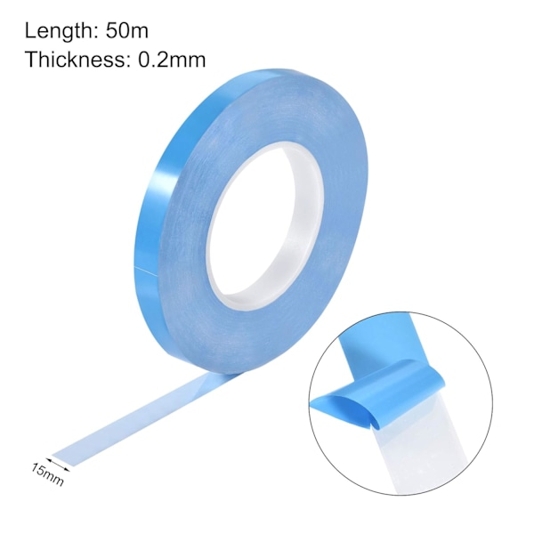 Värmeledande tejp, 15 mm x 50 m, för kylflänsar och LED-remsor