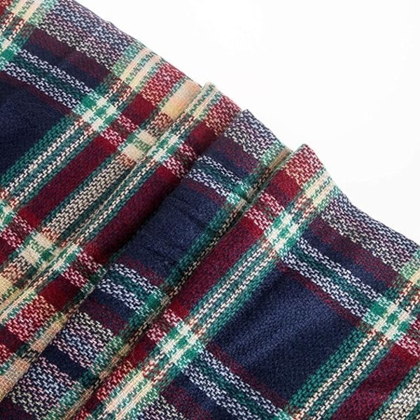 Plaid tæppe tørklæde vinter efterår marineblå tørklæder til kvinder, varmt blødt chunky