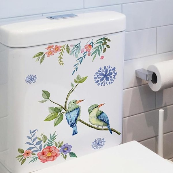 30*30cm 2kpl Oksat ja lintu itseliimautuvat WC-kannen tarrat Hauskat Pvc Vedenpitävät WC-istuimen tarrat Kannen seinätarrat