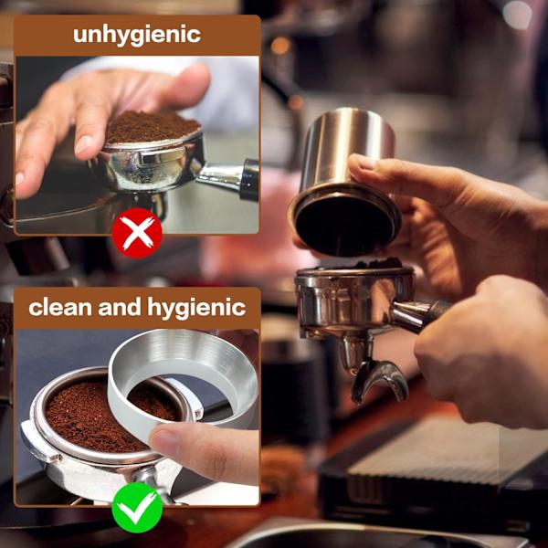 Universal Doseringring i Aluminium 51mm Magnetisk Kaffe Doseringring Espresso Doseringstratt Rostfritt Stål Kaffemaskin Tillbehör för Café Butik Mjölk