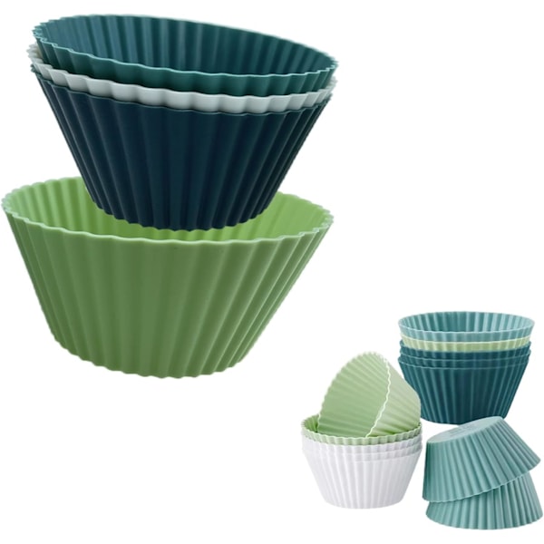 24 st muffinsformar i silikon, återanvändbara muffinsformar, bakformar i silikon, nonstick muffinsformar, tål maskindisk, bakformar