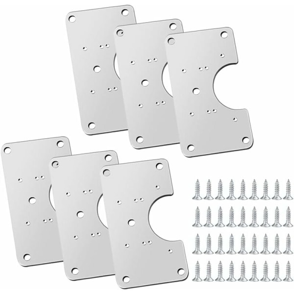 6 Pack Stainless Steel Hinge Repair Plates with 36 Screws and 12 Mounting H