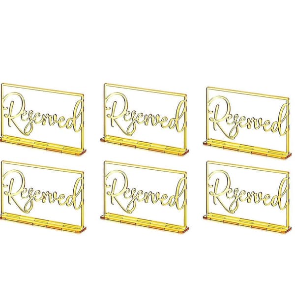 Reserverade skyltar kompatibla med bröllop, fest, akryl reserverade bordskyltar reserverade sittplatsskyltar (6-pack)