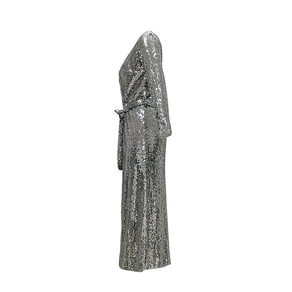 Dame Sequin Jakke Åben Front Blazer Casual Langærmet Frakke-XXL