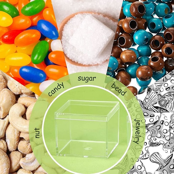 8 stk. gennemsigtig akryl plast firkantet æske mini opbevaringsboks med låg mini firkantet beholder
