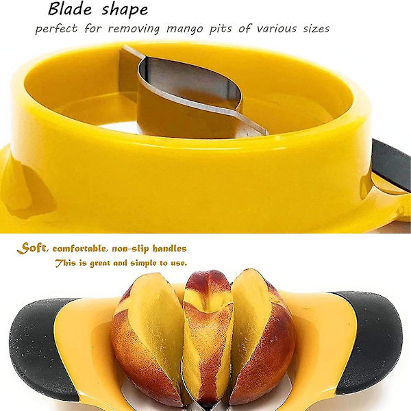 Skræller og pitfjerner værktøj, mango splitter, frugt skærer skærer pitter, skridsikker silikone ergonomiske håndtag, bpa fri plastik krop