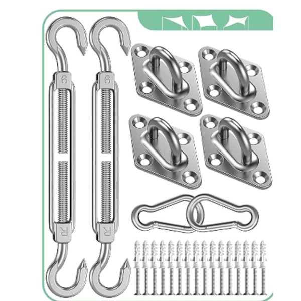 Skygge Sejl Hardware Kit - 304 Rustfrit Stål Solsejl Installationskit