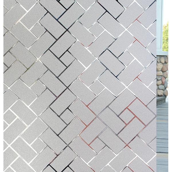 Geometrisk fönsterfilm frostat glasfilm limfri sekretessfilm bra sekretesskydd för badrum, omklädningsrum och konferensrum 45 x 200CM