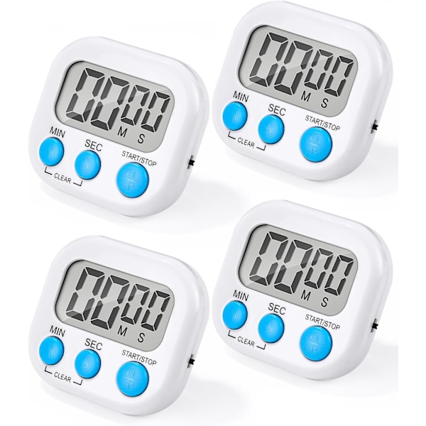 4 stk. magnetisk køkkentimer, mini køkkentimer madlavningstimer med stor