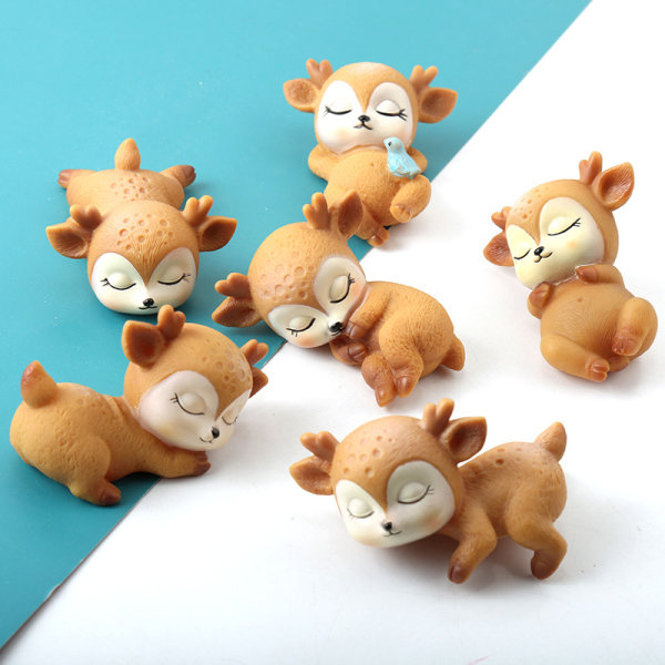 6 Pack Mini söpöjä Resin Deer Figurines -koristeita Home Decor for Offcie Deskt