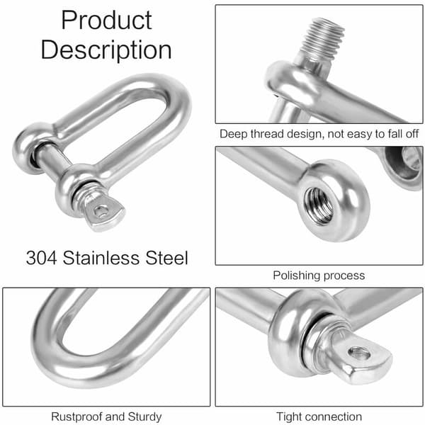 12 stk. D rustfrit stål lænker til bjergbestigning/vandring/anker kæde/sejlads