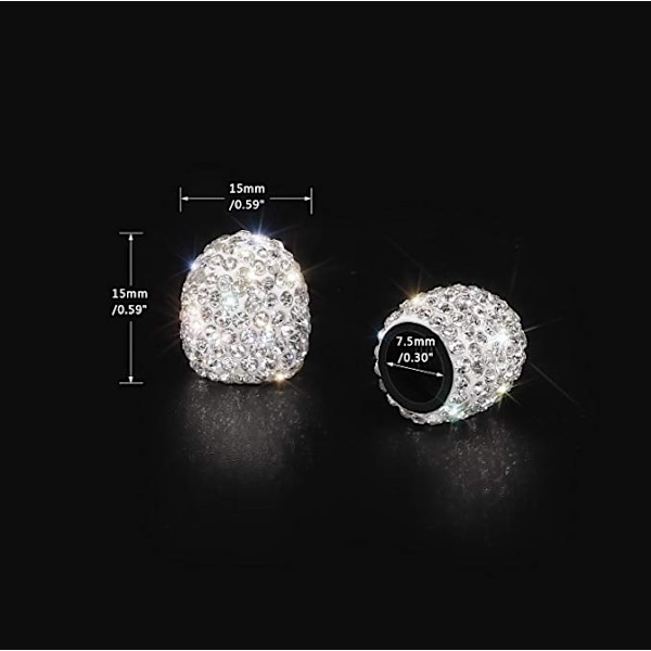 4 stk. krystal diamant rhinsten dækventilhætter universal ventilstøv