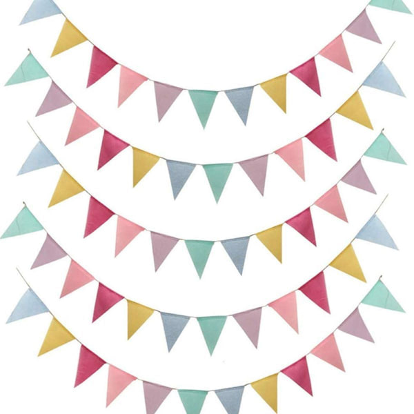 Stof Vimpel Banner Imiteret Linned Vimpel Farverig Vandtæt Vimpel Flag 2stk