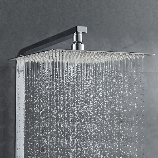 Brusehoved i rustfrit stål - Vandsparende brusehoved, firkantet brusehoved Universal Rain Shower Head Thread, 360° roterbar, 30° hældning