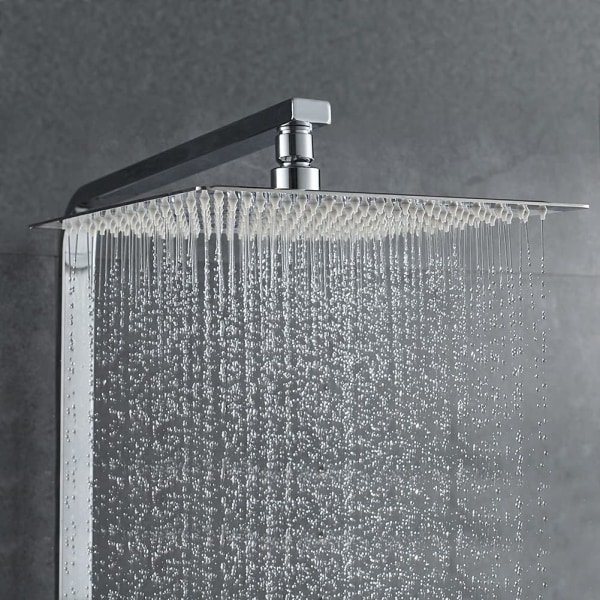 Dusjhode i rustfritt stål - Vannbesparende dusj, firkantet dusjhode Universal Rain Shower Head Thread, 360° roterbar, 30° tilt