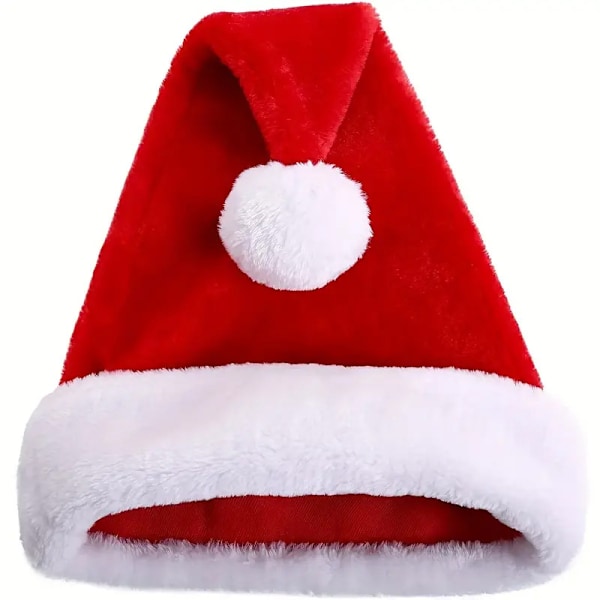 Julehatte til Voksne i Plus Størrelse, Luksuriøs Plys Julehat Kostume Julepynt, En Størrelse