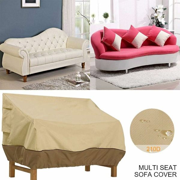 Benkdeksel, Hagebenkdeksel Vanntett Oxford-stoff, Utendørs Benkdeksel Anti-UV og Vindbeskyttelsesdeksel for Sofa (Beige, 193 x 83 x 84 cm)