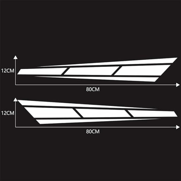2PCS Bilhuv Dekalklistermärken, Självhäftande Racing Stripe Dekalklistermärke Vinyl Bil Kaross Sida Stripe Grafik Dekalklistermärke Bil Exteriör, Vit, 80*12CM