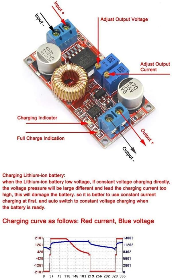 5A Konstantstrøms LED-drivermodul Batteriladespenning DC-DC 5-32V