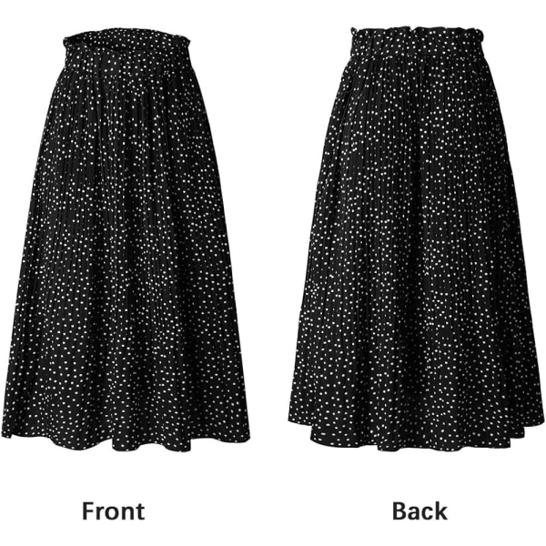 Dam med hög midja prickig plisserad kjol Midi Swing Kjol med fickor XL